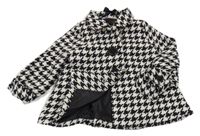 Bílo-černý vzorovaný podšitý vlněný kabátek H&M