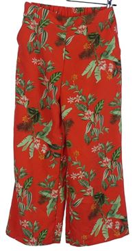Dámské červené květované culottes kalhoty New Look 