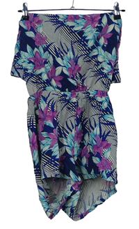 Dámský tmavomodro-růžovo-bílý květovaný letní overal Forever21
