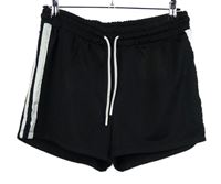 Pánské černé sportovní teplákové kraťasy s pruhy Primark 