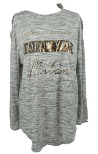 Dámské šedé melírované volné triko s nápisem Pep&Co