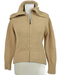 Dámský béžový chlupatý propínací svetr s límcem Primark 