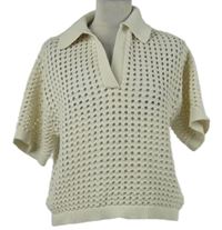 Dámské béžové ažurové pletené tričko s límečkem H&M