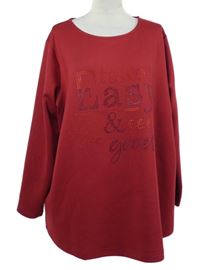 Dámská karmínová mikina s nápisem z kamínků 