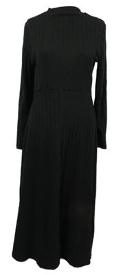 Dámské černé žebrované midi úpletové šaty Shein 