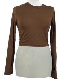 Dámské hnědé crop triko Shein 