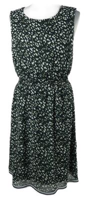 Dámské černo-khaki vzorované šifonové šaty More&More 