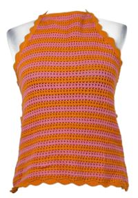 Dámský oranžovo-růžový pruhovaný háčkovaný top Next 