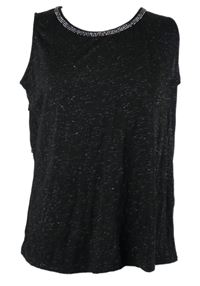 Dámský černý melírovaný top s volánky na zádech a kamínky M&S