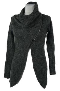 Dámský tmavošedý asymetrický svetr s límcem Only 