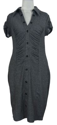 Dámské černo-šedé vzorované košilové šaty En Focus 
