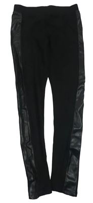 Černé legíny s koženkovým pruhem H&M