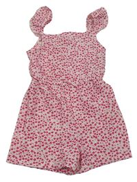 Bílo-růžový květinový kraťasový overal Primark