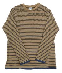 Hnědo-tmavomodré pruhované triko Yigga