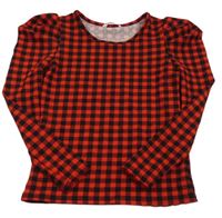 Červeno-černé kostkované triko Shein