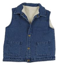 Modrá riflová zateplená vesta