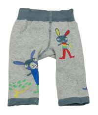 Šedo-tmavomodré punčochové legíny s králíčky F&F