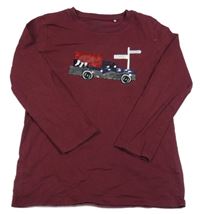 Mahagonové triko s autem z flitrů Topolino