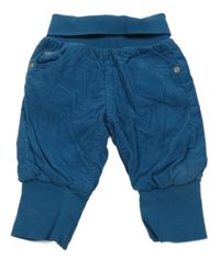 Petrolejové manšestrové podšité kalhoty Topomini