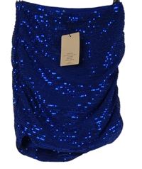 Nové - Dámská tmavomodrá síťovaná flitrová nařasená sukně Shein