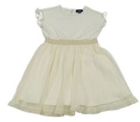 Krémové šaty s tylovou sukní a zlatým páskem OVS kids