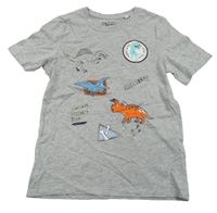 Šedé tričko s dinosaury C&A