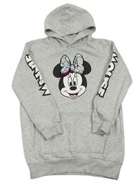 Šedá dlouhá mikina s Minnie a kapucí Disney