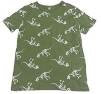 Khaki tričko s kostrami dinosaurů H&M