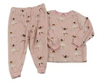 Světlerůžové plyšové pyžamo s baletkami M&S