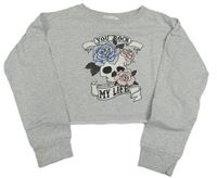Šedá crop mikina s potiskem H&M