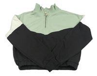 Zelenkavo-černá crop mikina se stojáčkem H&M