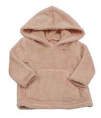 Světlerůžová chlupatá mikina se srdíčkem a kapucí Carter's