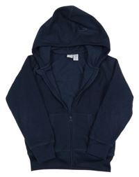 Tmavomodrá fleecová propínací mikina s kapucí 