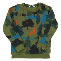 Khaki-modrá vzorovaná mikina se stromy a vlky M&S