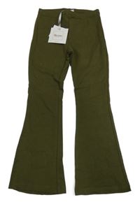 Nové - Khaki flare kalhoty 