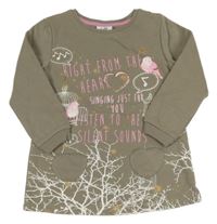 Světlehnědá dlouhá mikina s nápisy a srdíčky Topolino