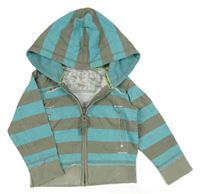 Modro-khaki pruhovaná propínací mikina s kapucí Rocha John Rocha