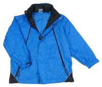 Modrá šusťáková sportovní bunda s ukrývací kapucí Pocopiano