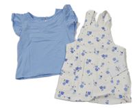 Nové - 2set - Bílé květované riflové laclové šaty + tričko Primark