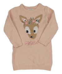 Broskvové svetrové šaty se srnkou Primark
