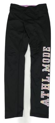 Černé sportovní legíny s nápisem H&M