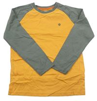 Oranžovo-šedé triko s výšivkou Zara