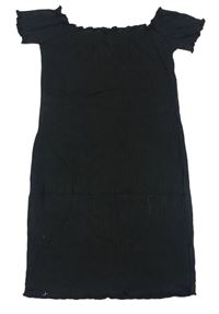 Černé žebrované šaty s lodičkovým výstřihem Shein 