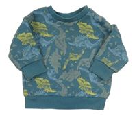 Modrozelená mikina s dinosaury Primark