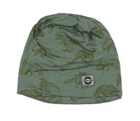 Khaki čepice s dinosaury 