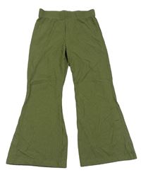 Khaki žebrované flare kalhoty F&F