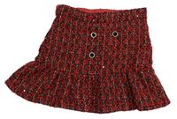 Červeno-černá vzorovaná sukně s knoflíky zn. Next