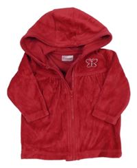 Červená sametová propínací mikina s motýlem a kapucí Cherokee