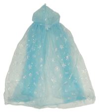 Kostým - Světlemodrý síťovaný plášť s vločkami a kapucí 