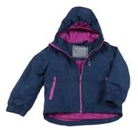 Tmavomodro-růžová šusťáková zimní bunda s kapucí Lupilu